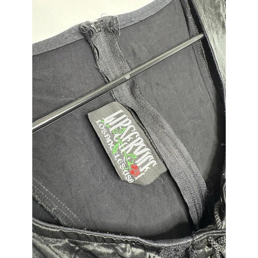 Vintage Lip Service Dress Womens M Helena Maxi Goth Corset Bodice Silky Vamp - Picture 10 of 14